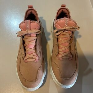 Low-price on never-worn European footwear in stylish dusky pink and tan.